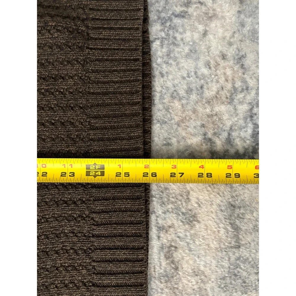 Vtg Eddie Bauer Fisherman Henley Sweater‎ Mens L Brown Chunky Cable Knit Cotton